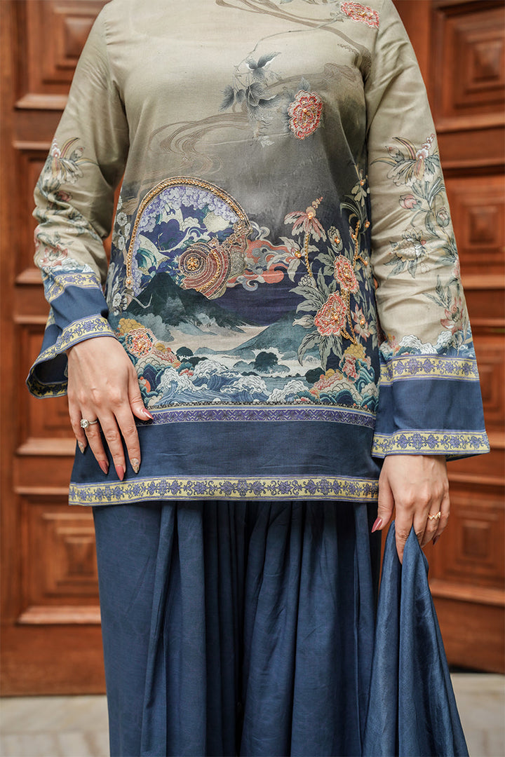 Shamaeel Ansari Azure Whisper Suit Blue 3 Piece