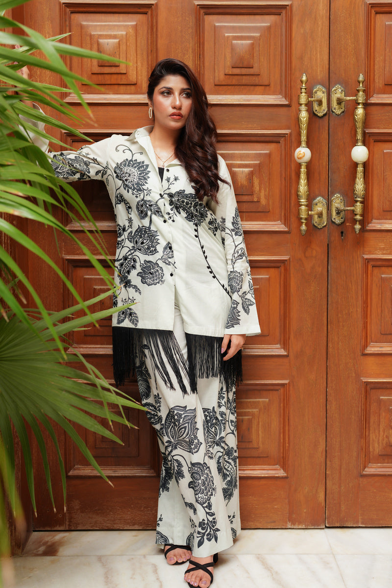 Shamaeel Ansari Noir Blossom Suit White 2 Piece