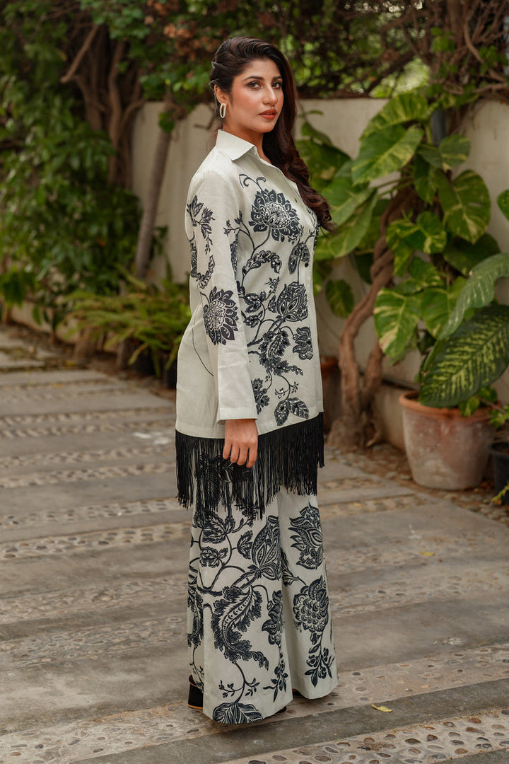 Shamaeel Ansari Noir Blossom Suit White 2 Piece