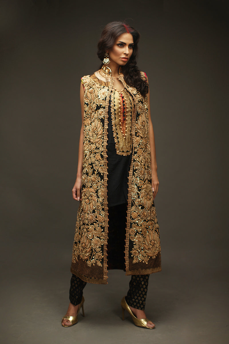 Shamaeel Ansari Noor-e-Zar Jacket Black 3 Piece