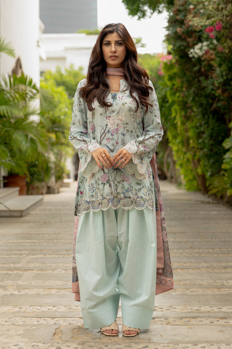 Shamaeel Ansari Pastel Bloom Suit White 3 Piece