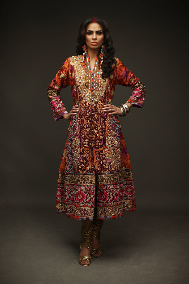 Shamaeel Ansari Rang Mahal Jacket Orange 3 Piece