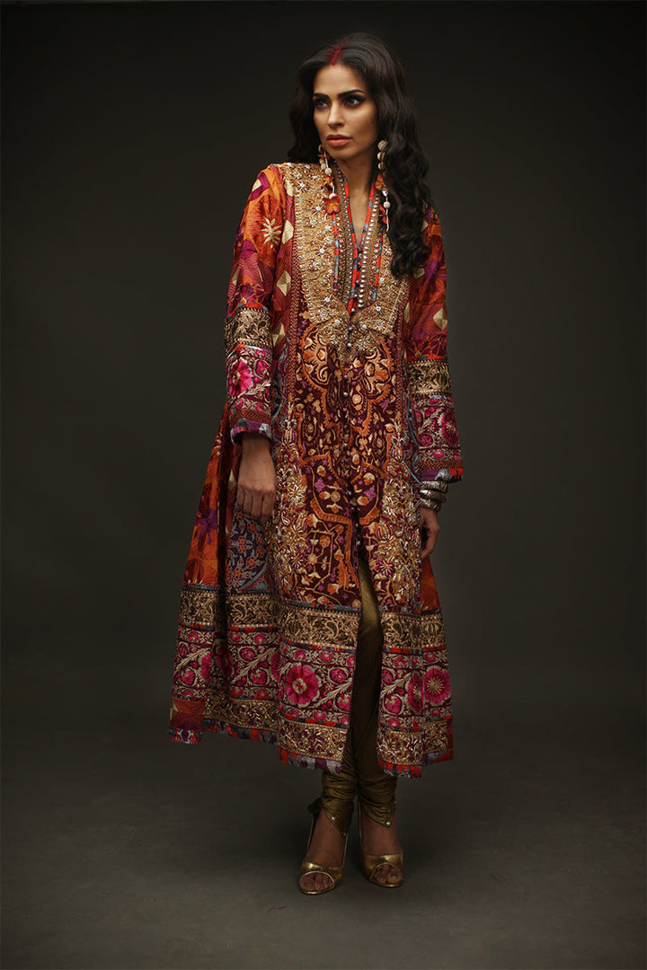 Shamaeel Ansari Rang Mahal Jacket Orange 3 Piece