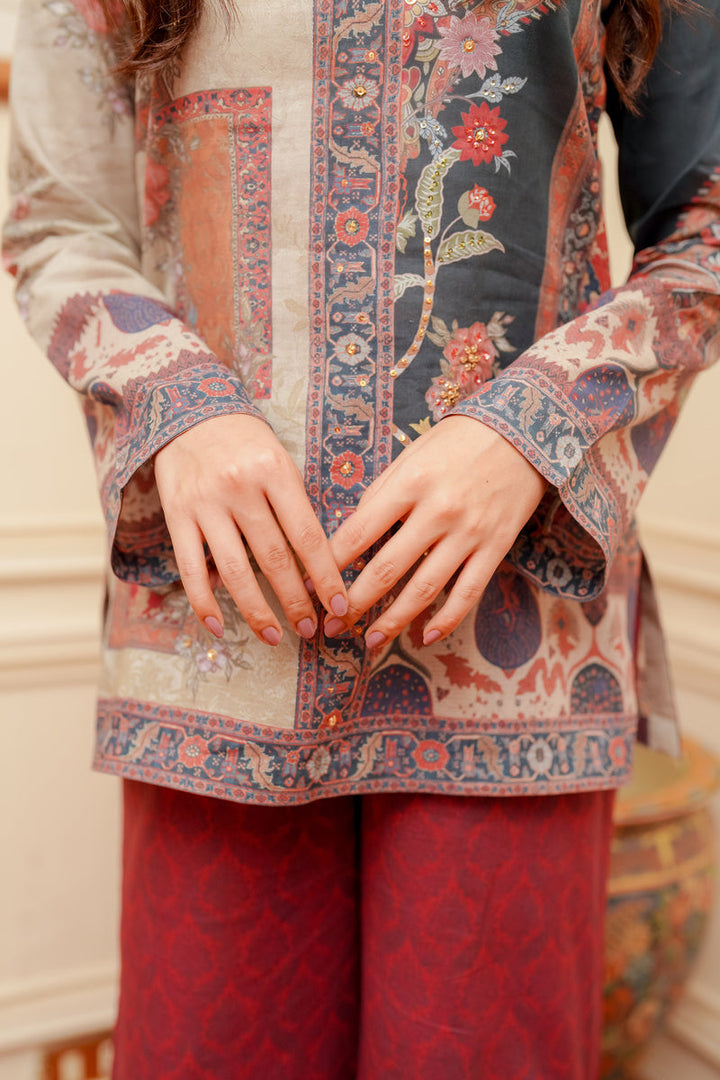 Shamaeel Ansari Royal Crimson Suit Red 3 Piece
