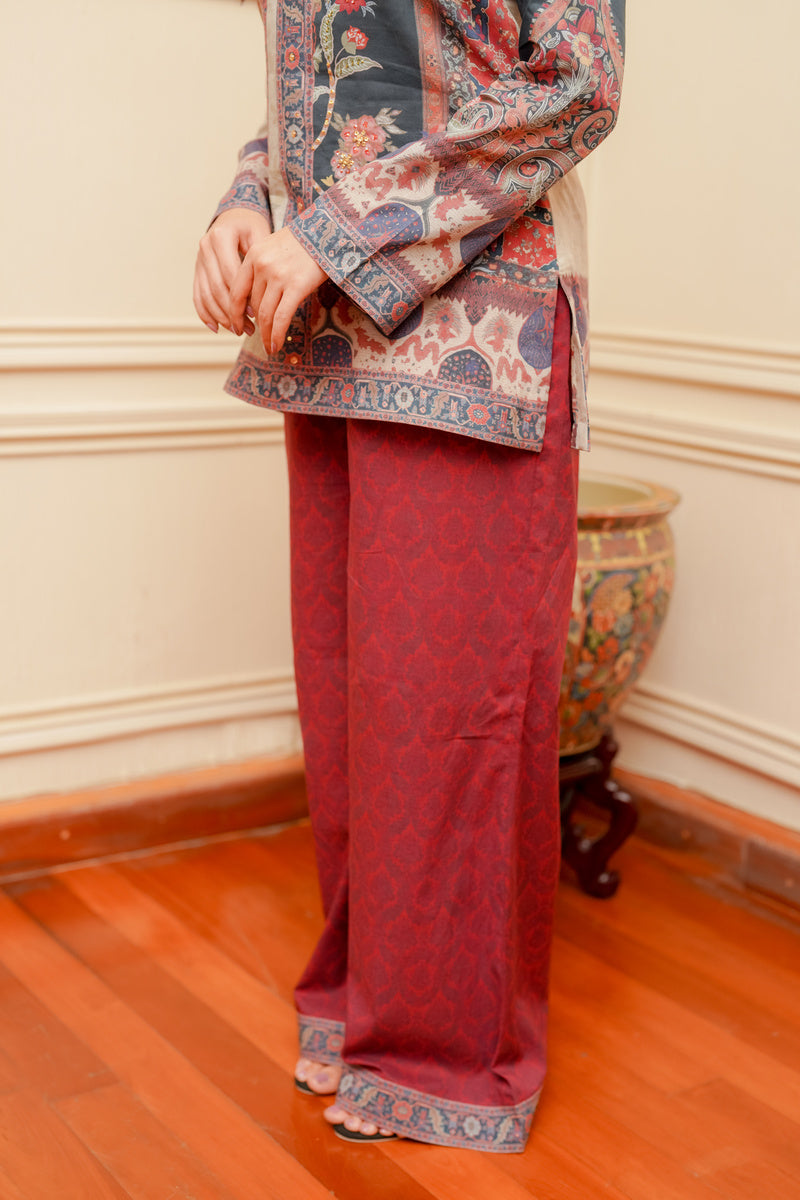 Shamaeel Ansari Royal Crimson Suit Red 3 Piece