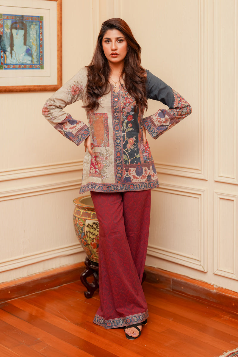 Shamaeel Ansari Royal Crimson Suit Red 3 Piece