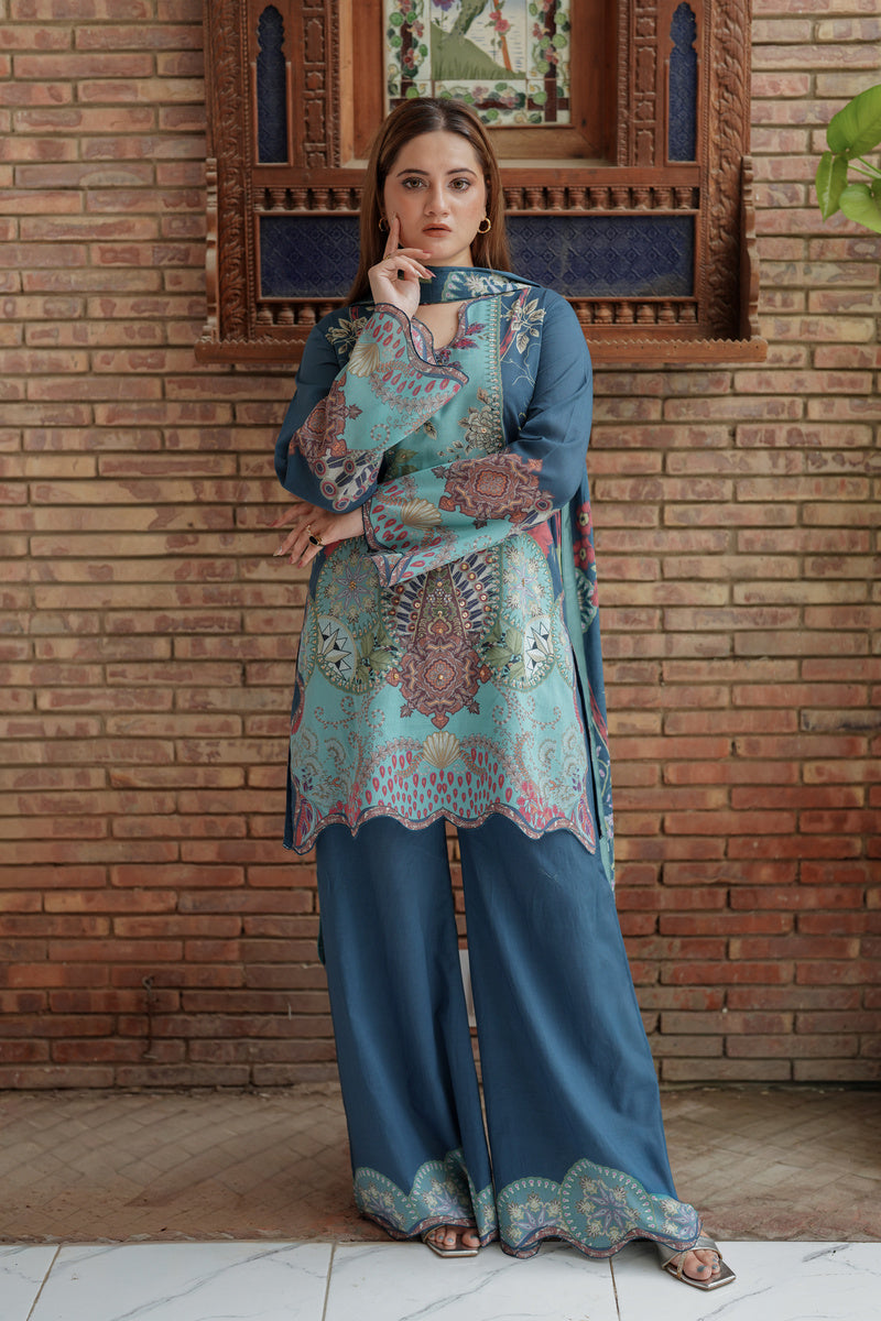 Shamaeel Ansari Sky Enchant Suit Blue 3 Piece