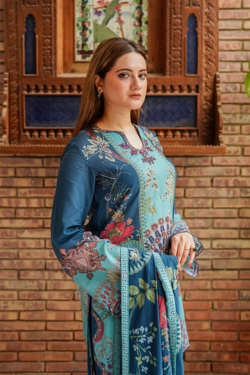 Shamaeel Ansari Sky Enchant Suit Blue 3 Piece