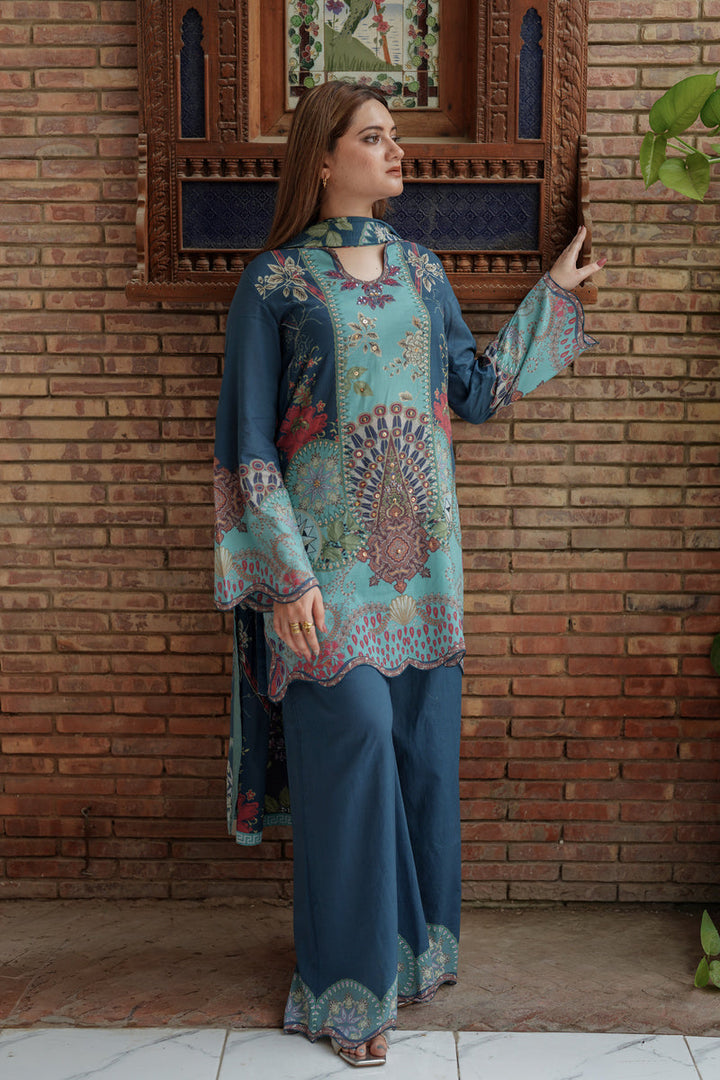 Shamaeel Ansari Sky Enchant Suit Blue 3 Piece