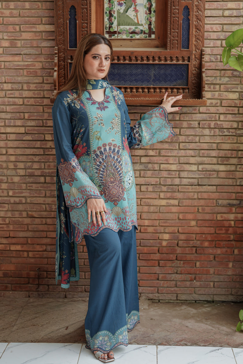 Shamaeel Ansari Sky Enchant Suit Blue 3 Piece