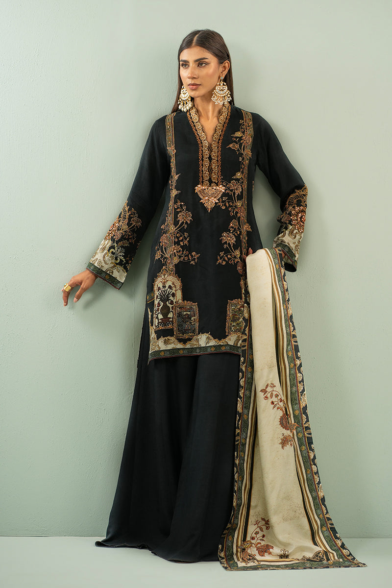 Shamaeel - Deep Charcoal Chic - Viscose Silk/Cotton Silk