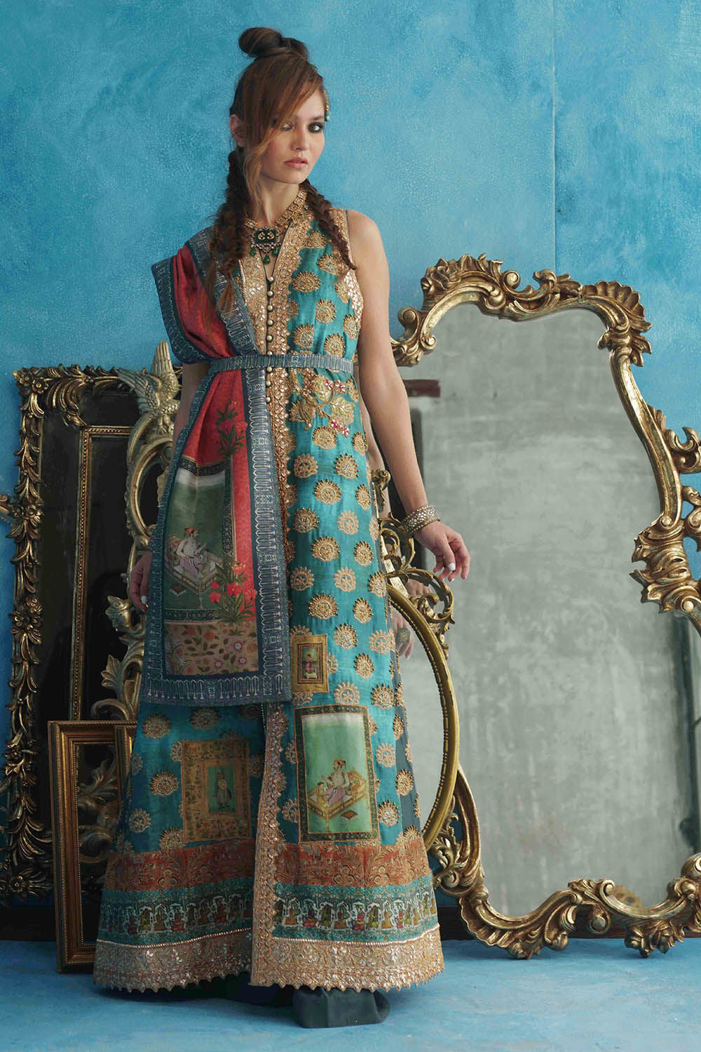 Shamaeel - Ferozi - Pure Raw Silk/Cotton Silk