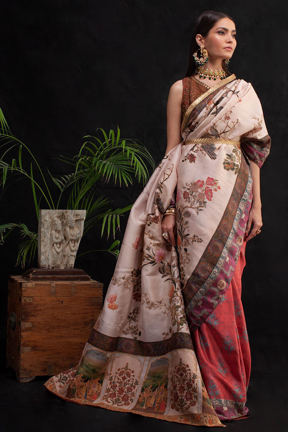 Shamaeel - MUGHAL SARI - Raw Silk & Satin Silk/Raw Silk