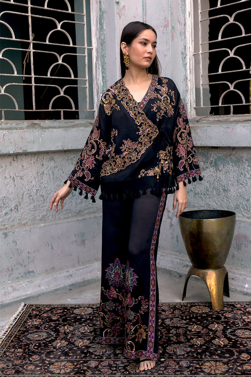 Shamaeel - Midnight Angrakha - Viscose Silk/Organza