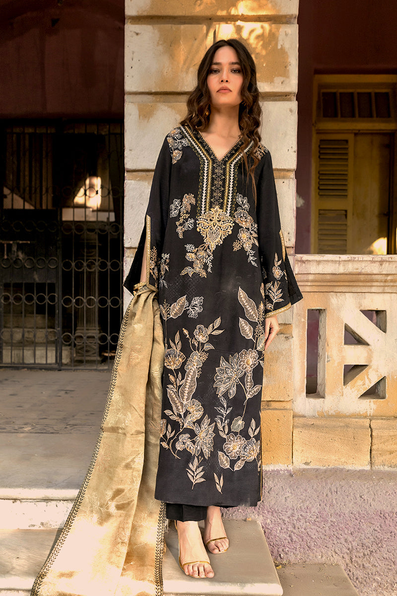 Shamaeel - Noir Gulzar - Viscose Silk/Cotton Silk