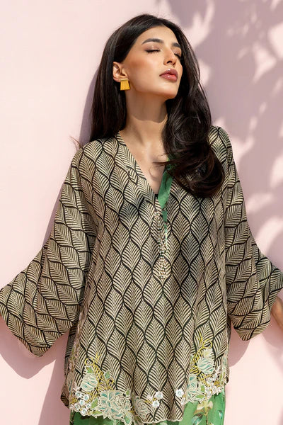 Sania Maskatiya - Sharis Khaddi Silk Suit For Women - Fern Green - 2 Piece