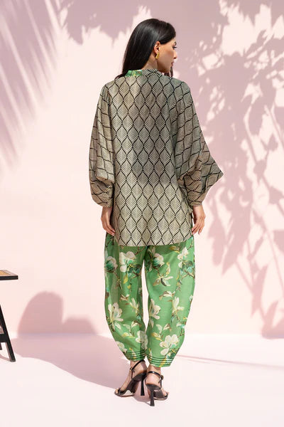 Sania Maskatiya - Sharis Khaddi Silk Suit For Women - Fern Green - 2 Piece