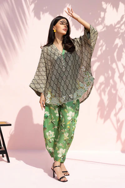 Sania Maskatiya - Sharis Khaddi Silk Suit For Women - Fern Green - 2 Piece