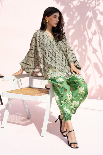 Sania Maskatiya - Sharis Khaddi Silk Suit For Women - Fern Green - 2 Piece