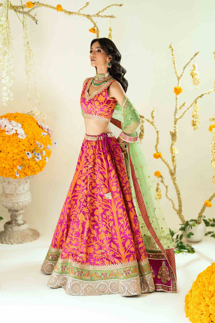 Shehrnaz - Ena Amethyst Lehenga Set - SHK-1576 - Purple- - Satin / Net - 3 Piece