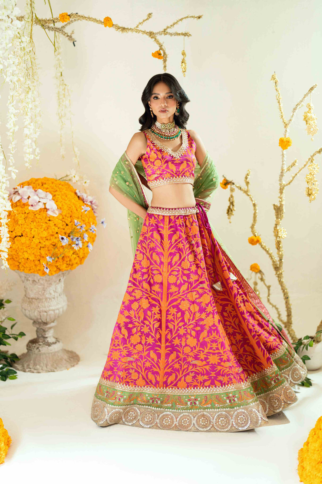 Shehrnaz - Ena Amethyst Lehenga Set - SHK-1576 - Purple- - Satin / Net - 3 Piece