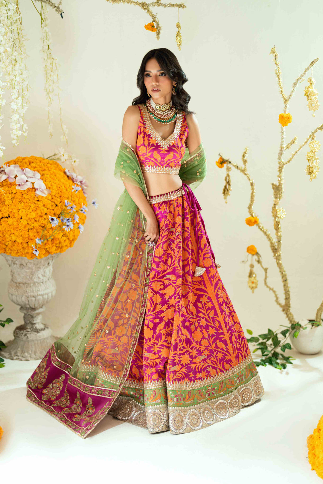 Shehrnaz - Ena Amethyst Lehenga Set - SHK-1576 - Purple- - Satin / Net - 3 Piece