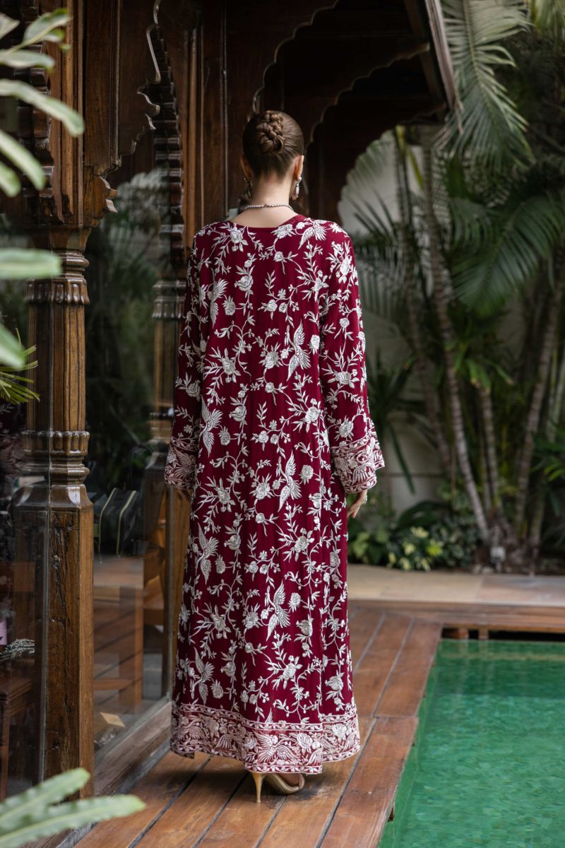 Shehrnaz - Mahveen - SHK-1431 - Burgundy - Chiffon & Koean Silk - 3 Piece