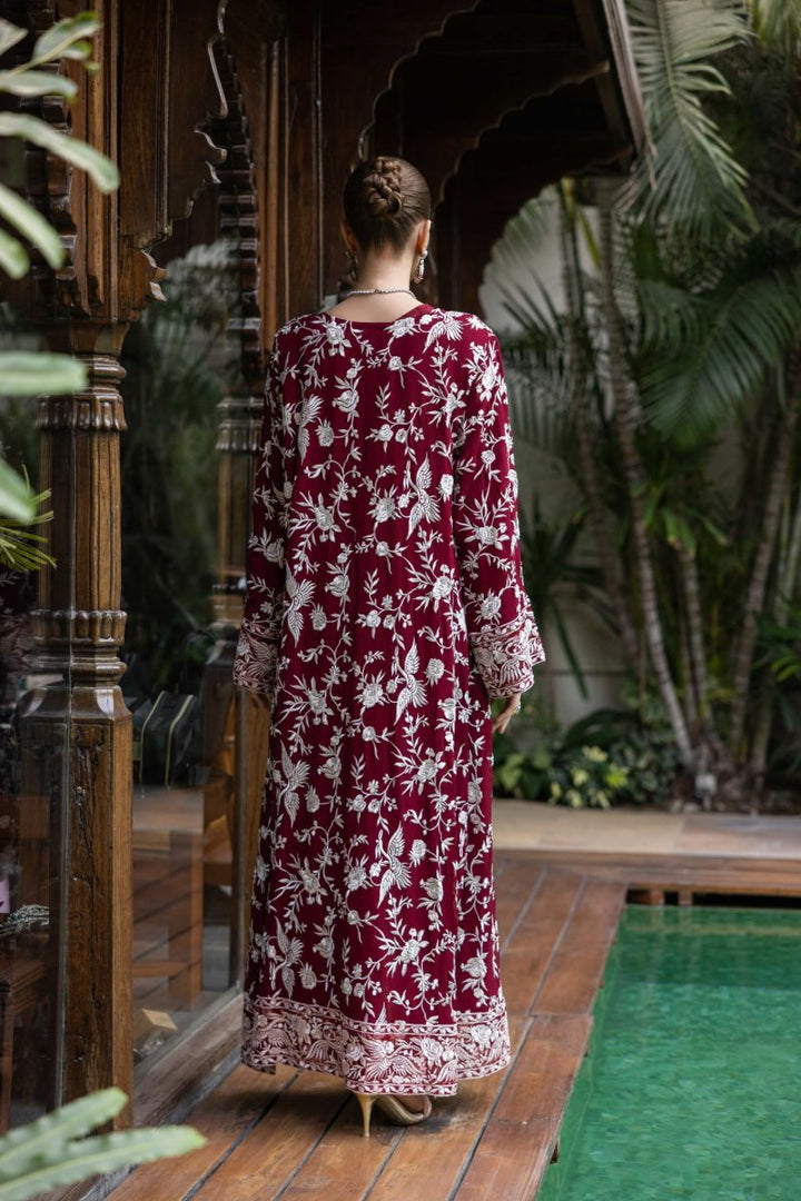 Shehrnaz - Mahveen - SHK-1431 - Burgundy - Chiffon & Koean Silk - 3 Piece
