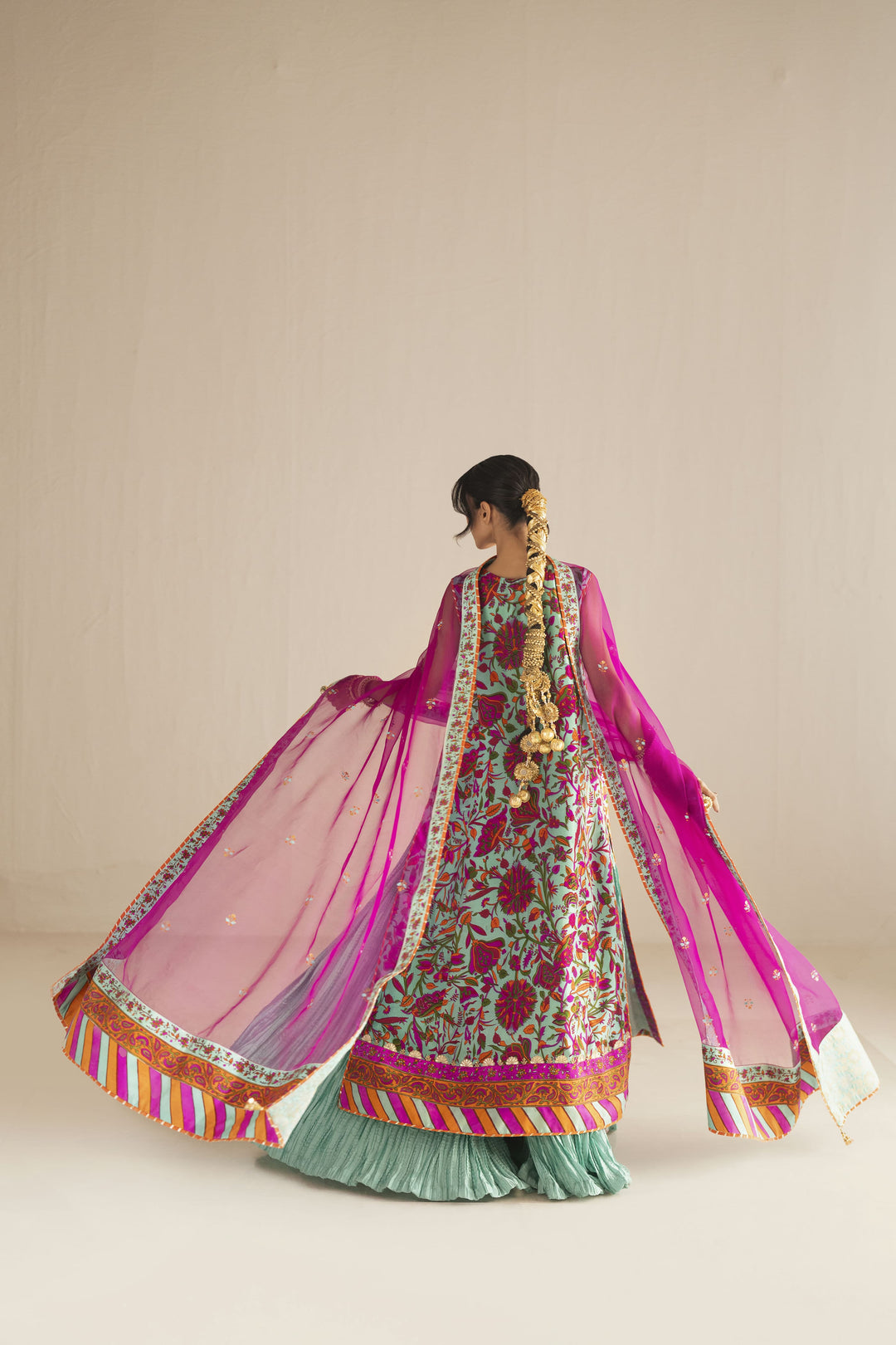 Shehrnaz - Pure Medium Silk Antique Bronze Sheen Ensemble For Women - Ferozi