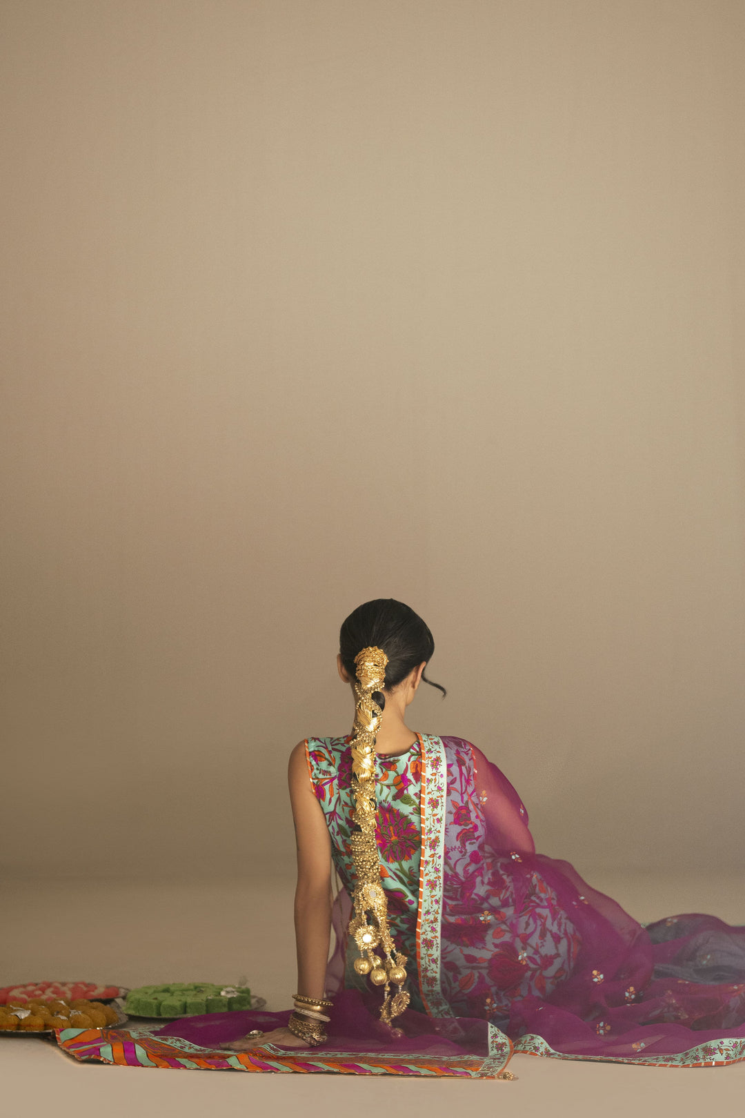 Shehrnaz - Pure Medium Silk Antique Bronze Sheen Ensemble For Women - Ferozi