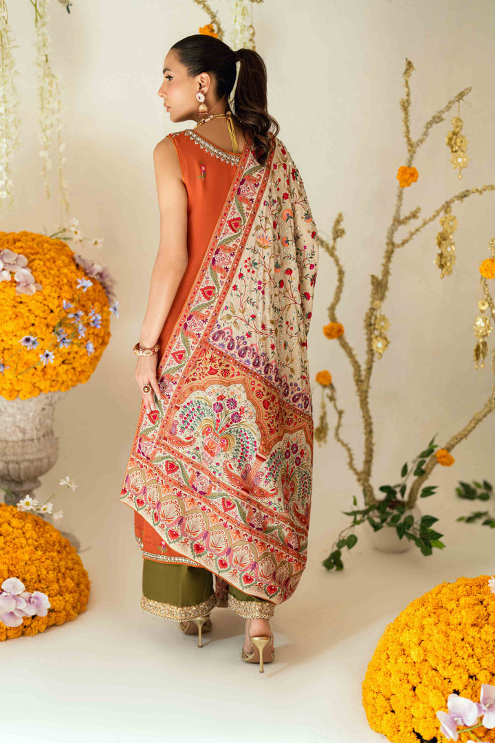 Shehrnaz - Rina Rust Two-Piece Set - SHK-1577 - Rust - Chiffon