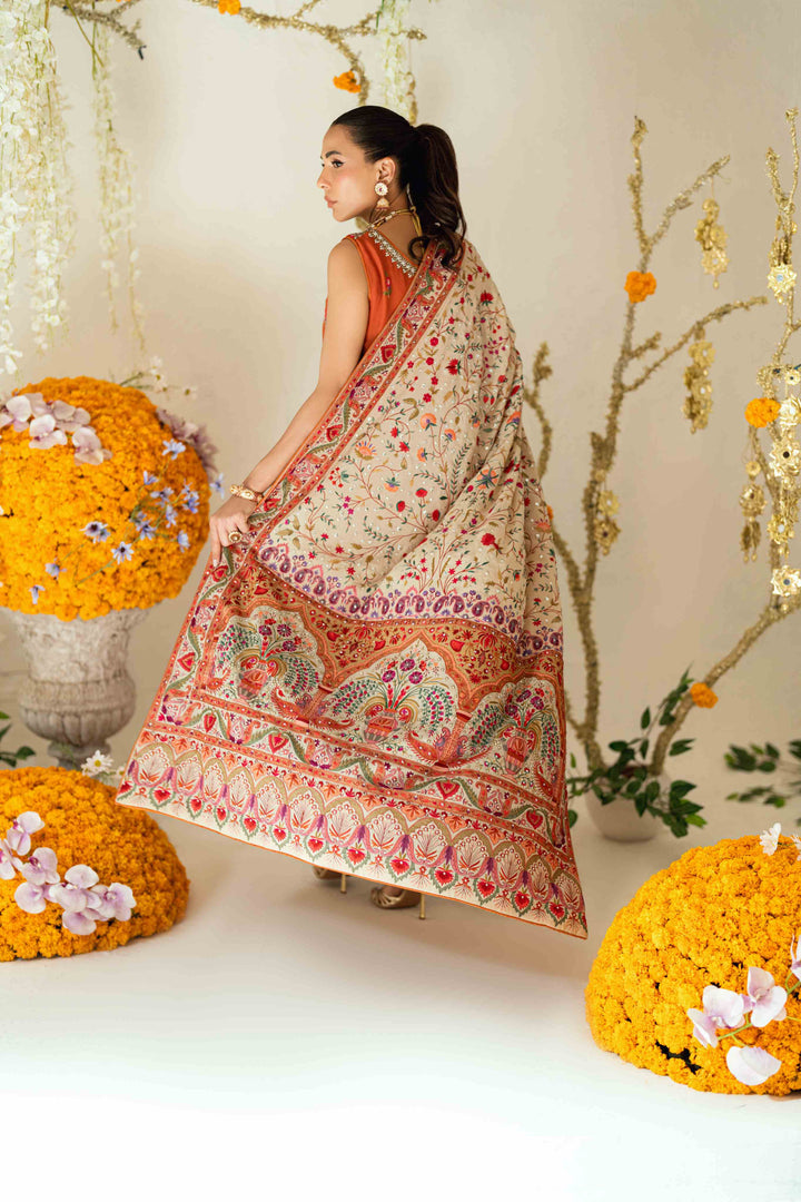 Shehrnaz - Rina Rust Two-Piece Set - SHK-1577 - Rust - Chiffon