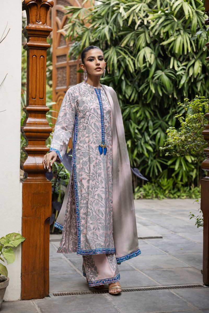 Shehrnaz - Roshni - SHK-1428 - Pink - Crepe Silk - 3 Piece