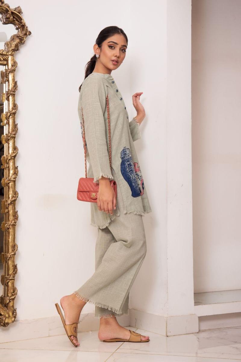 Shehrnaz - SHK- 1122 - 2 Piece - Grey