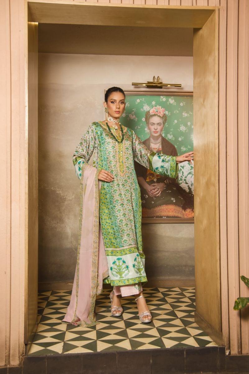 Shehrnaz - SHK-1143 - 3 Piece - Pink - Chiffon Block Print