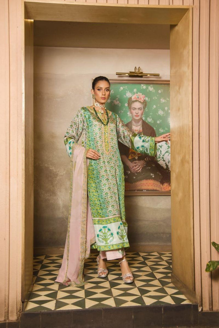 Shehrnaz - SHK-1143 - 3 Piece - Pink - Chiffon Block Print