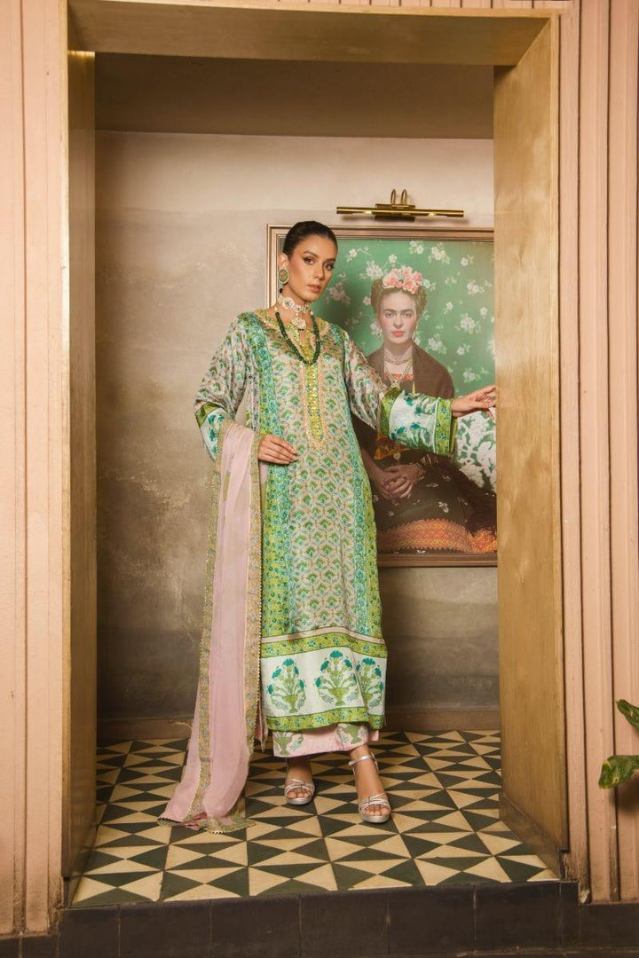 Shehrnaz - SHK-1143 - 3 Piece - Pink - Chiffon Block Print