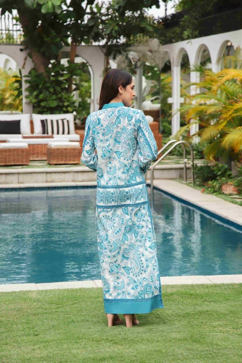 Shehrnaz - SHK-1194 - Blue / White - Cotton - 2 Piece