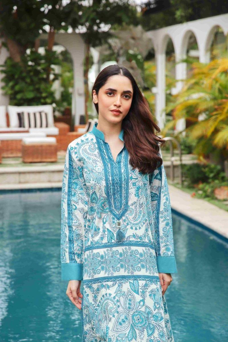 Shehrnaz - SHK-1194 - Blue / White - Cotton - 2 Piece