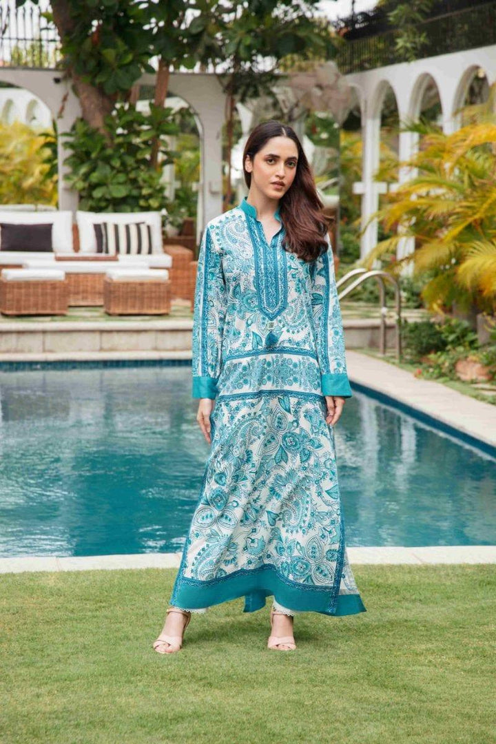 Shehrnaz - SHK-1194 - Blue / White - Cotton - 2 Piece