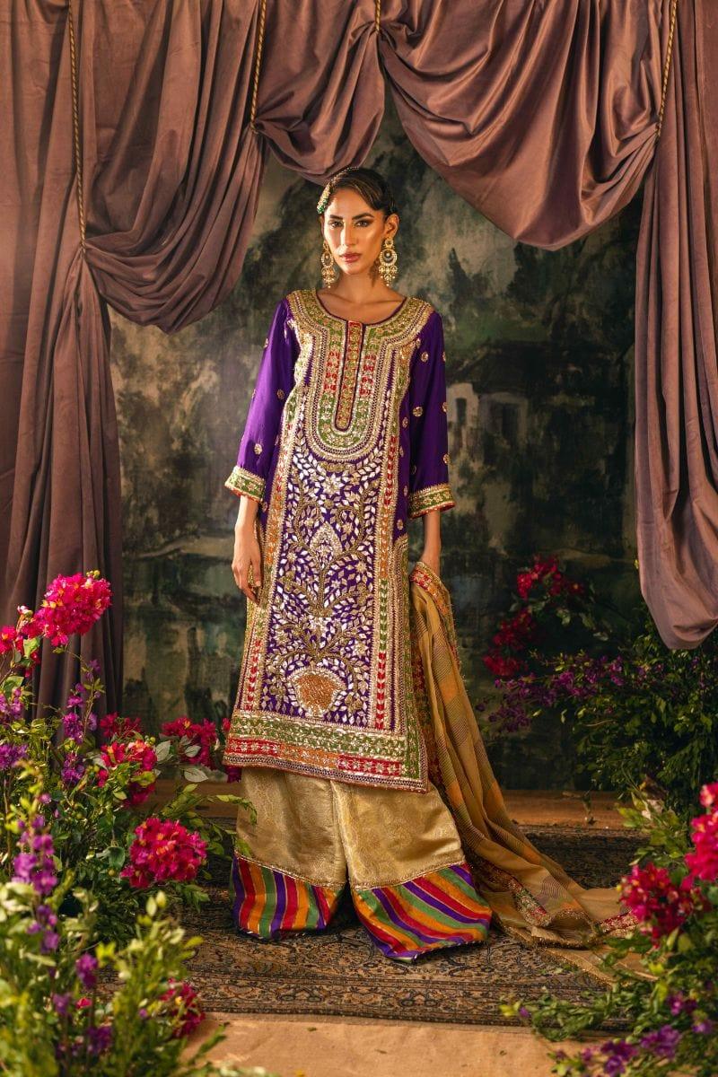 Shehrnaz - SHK-1197 - Zeba - Purple - Raw silk  - 3 Piece