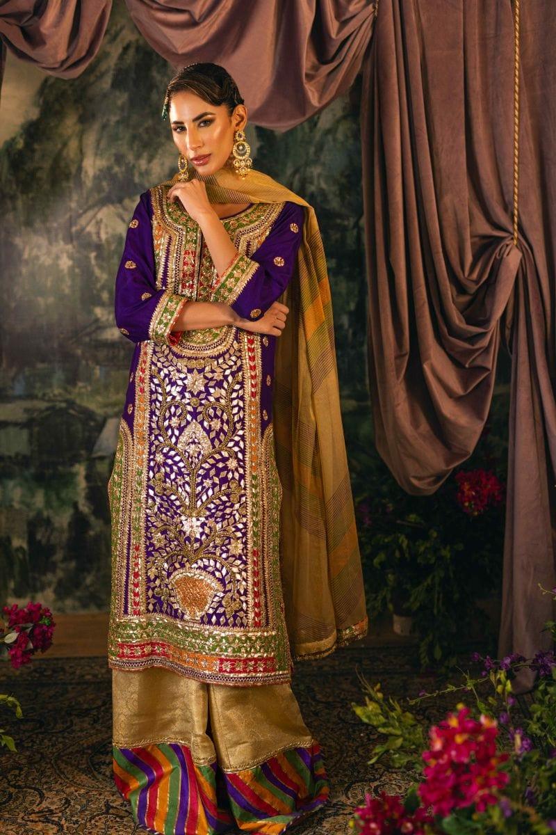 Shehrnaz - SHK-1197 - Zeba - Purple - Raw silk  - 3 Piece