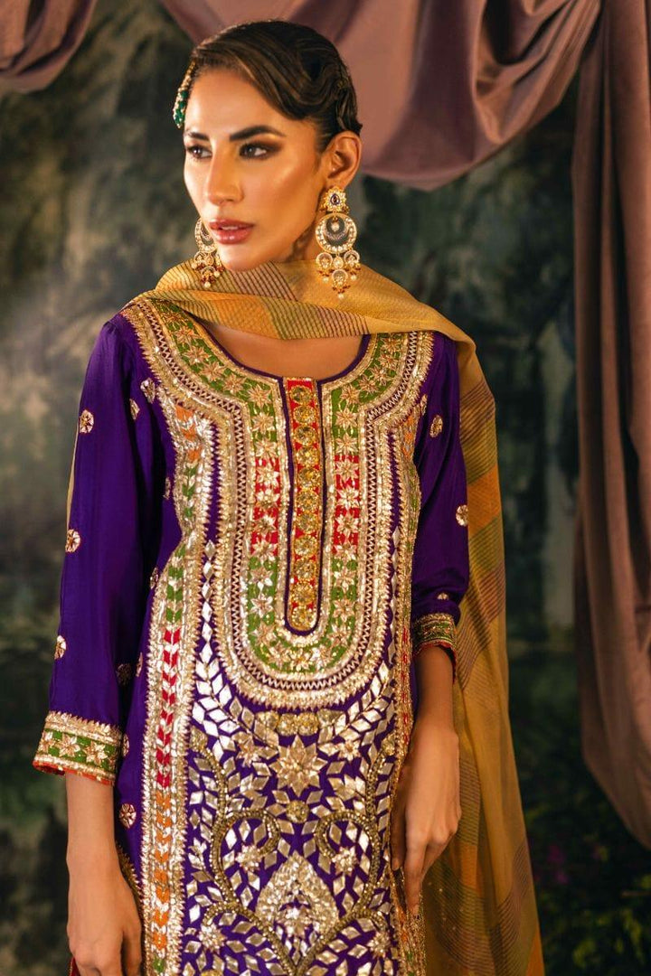 Shehrnaz - SHK-1197 - Zeba - Purple - Raw silk  - 3 Piece