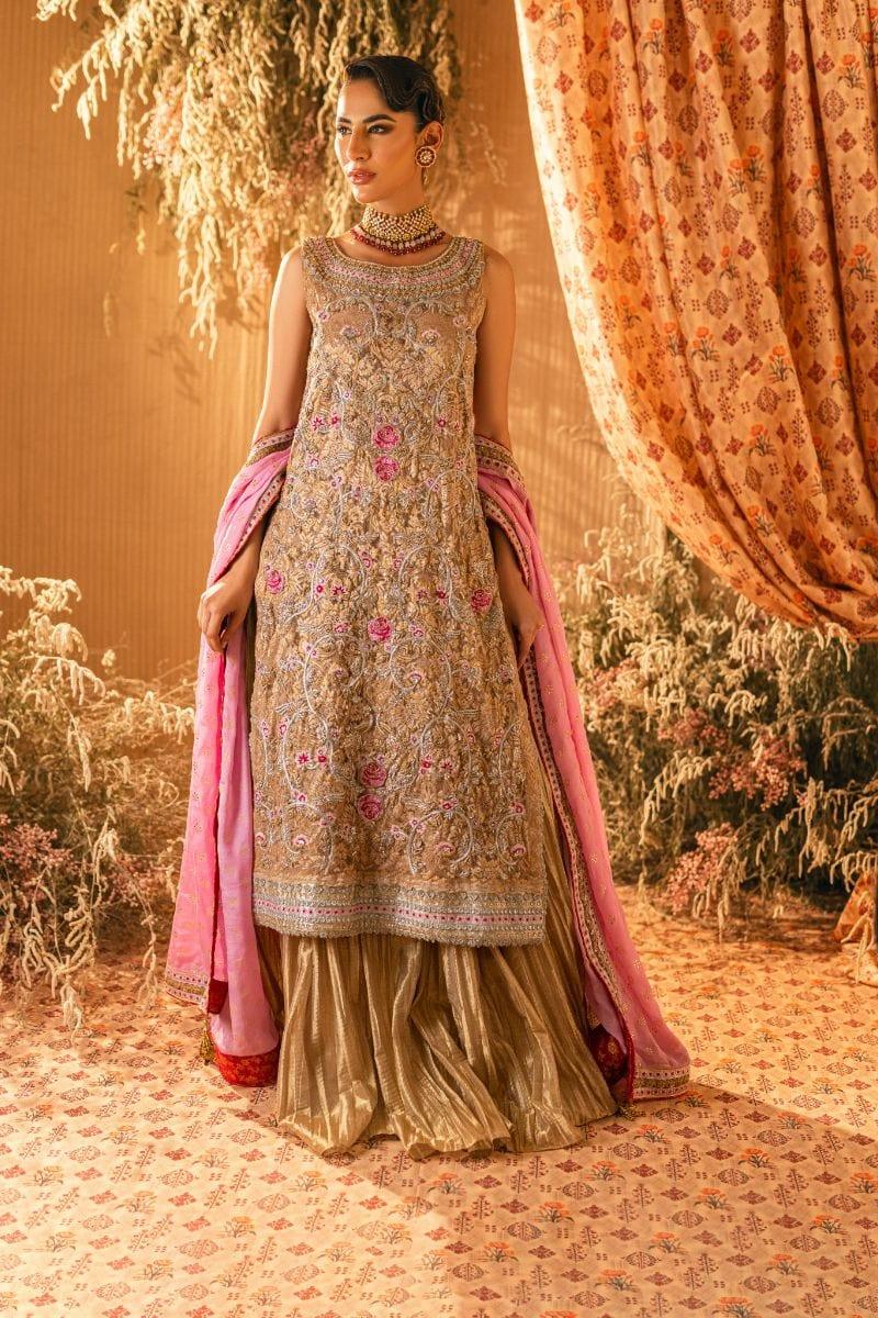 Shehrnaz - SHK-1198 - natalya - Gold - Chantilly lace - 3 Piece