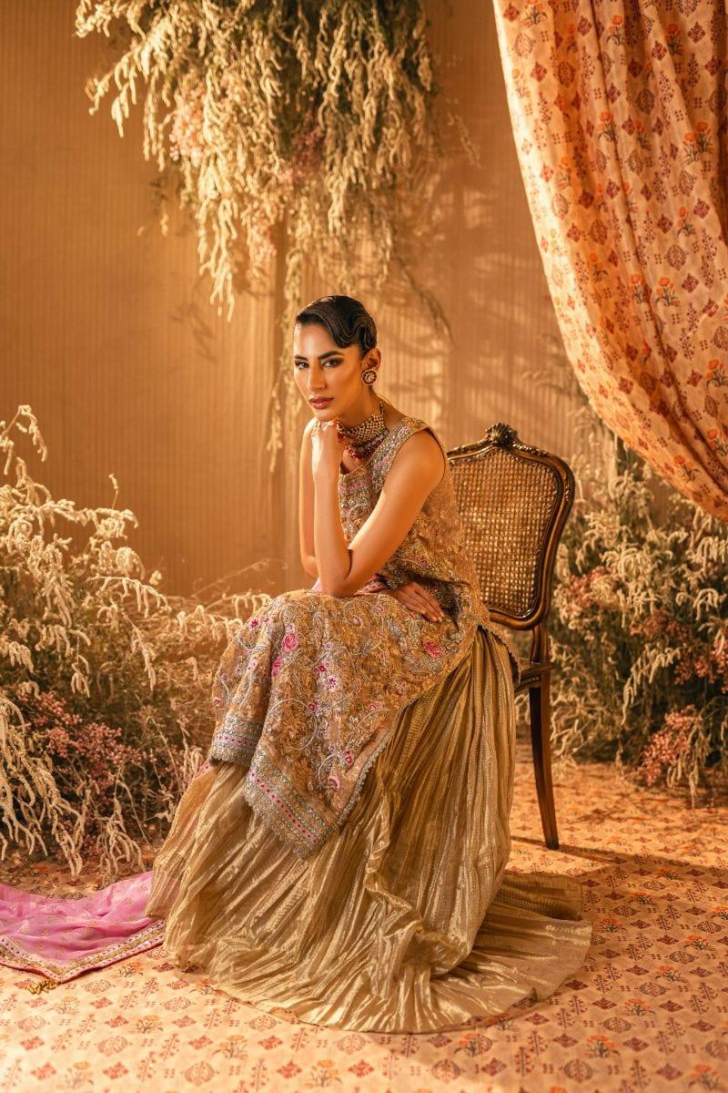 Shehrnaz - SHK-1198 - natalya - Gold - Chantilly lace - 3 Piece