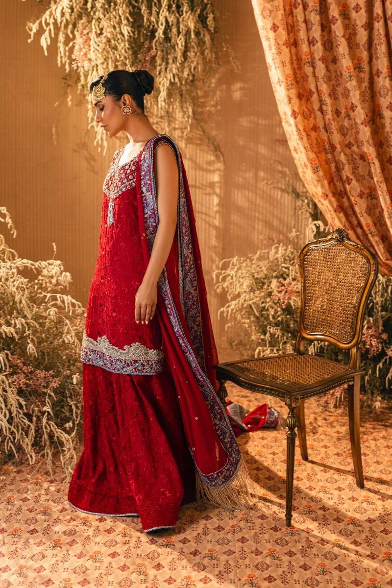 Shehrnaz - SHK-1201 - ayla - Maroon - Viscose Raw Silk - 3 Piece