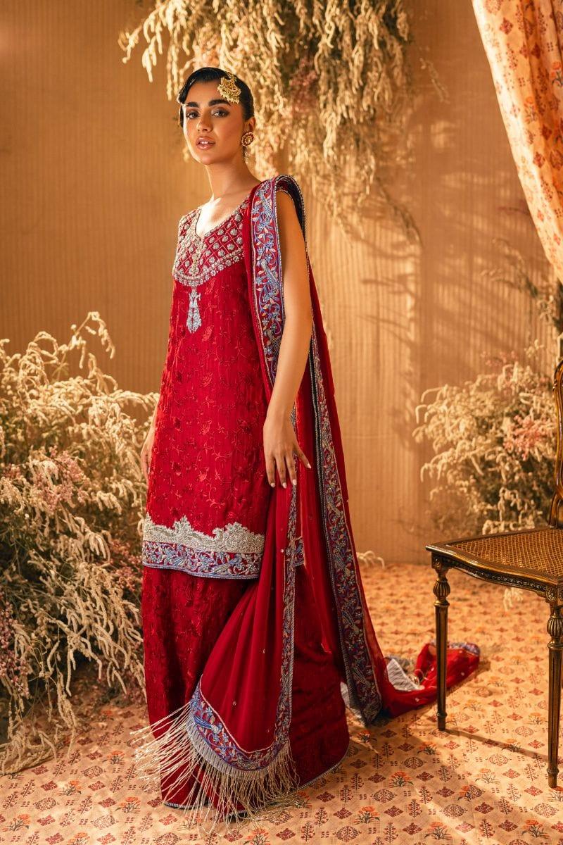 Shehrnaz - SHK-1201 - ayla - Maroon - Viscose Raw Silk - 3 Piece