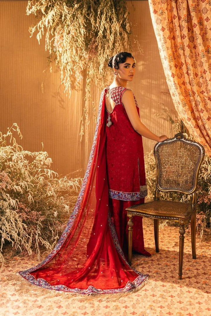 Shehrnaz - SHK-1201 - ayla - Maroon - Viscose Raw Silk - 3 Piece