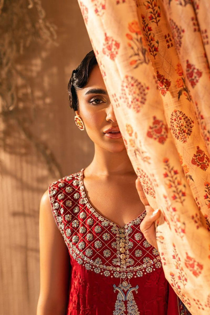 Shehrnaz - SHK-1201 - ayla - Maroon - Viscose Raw Silk - 3 Piece