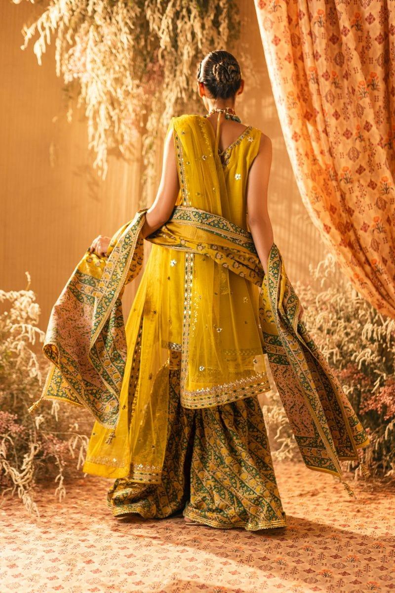 Shehrnaz - SHK-1203 - tara - Yellow - Korean Silk Dori Work - 3 Piece